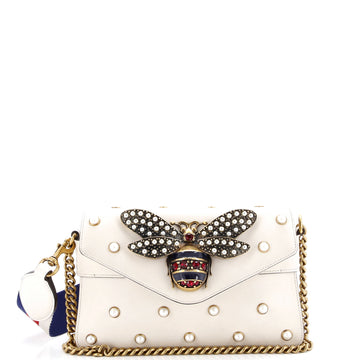 Gucci Broadway Pearly Bee Shoulder Bag Embellished Leather Mini