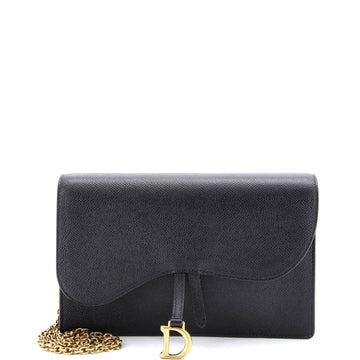 Christian Dior Saddle Chain Clutch Leather