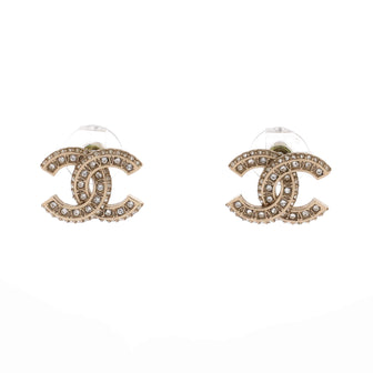 Chanel CC Stud Earrings Metal with Crystals