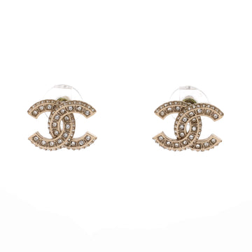 Chanel CC Stud Earrings Metal with Crystals