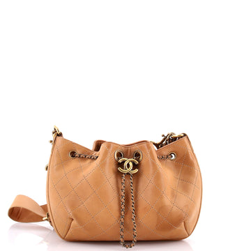 Chanel Paris in Rome Drawstring Bag Quilted Lambskin Large
