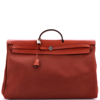 Hermes Herbag Zip Leather and Toile 50