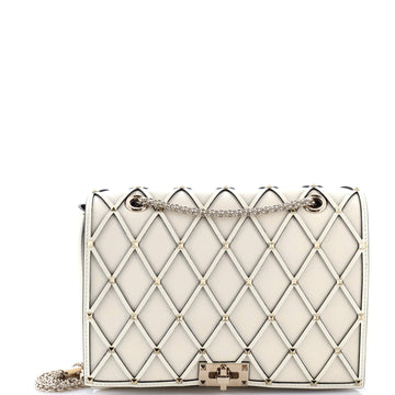 Valentino Garavani Rockstud Beehive Chain Flap Bag Quilted Leather Medium