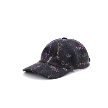 Chanel Denim Mood Baseball Cap Logo Printed Denim