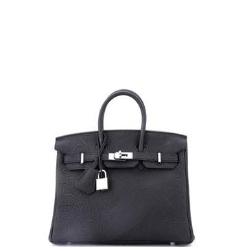 Hermes Birkin Handbag Black Togo with Palladium Hardware 25