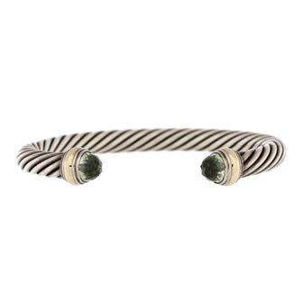 David Yurman Cable Classic Bracelet Sterling Silver with 14K Yellow Gold and Prasiolite 7mm