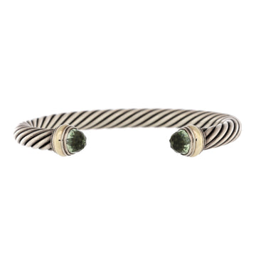 David Yurman Cable Classic Bracelet Sterling Silver with 14K Yellow Gold and Prasiolite 7mm