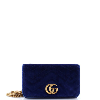 Gucci GG Marmont Chain Flap Bag Matelasse Velvet Mini