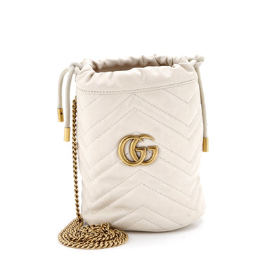 Gucci GG Marmont Bucket Bag Diagonal Quilted Leather Mini