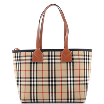 Burberry London Tote Vintage Check Canvas Small