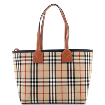 Burberry London Tote Vintage Check Canvas Small