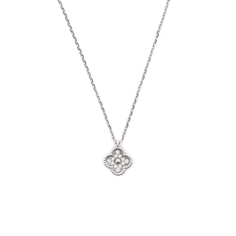 Van Cleef & Arpels Sweet Alhambra Pendant Necklace 18K White Gold with Diamonds