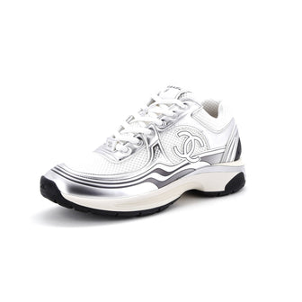 Chanel Women's CC Low-Top Sneakers Mesh and Laminated Leather