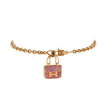 Hermes Amulettes Constance Bracelet 18K Rose Gold with Pink Sapphires