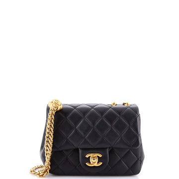 Chanel Sweet Camellia Adjustable Chain Square Flap Bag Quilted Lambskin Mini