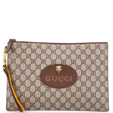 Gucci Neo Vintage Wristlet Pouch GG Coated Canvas