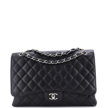 Chanel Vintage Classic Single Flap Bag Quilted Caviar Maxi