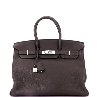 Hermes Birkin Handbag Brown Togo with Palladium Hardware 35