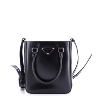 Prada Convertible Tote Brushed Leather Small