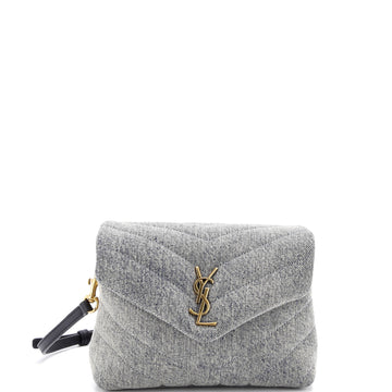 Saint Laurent Loulou Shoulder Bag Matelasse Chevron Denim Toy