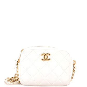 Chanel My Perfect Adjustable Chain Camera Bag Quilted Lambskin with Pearls Small