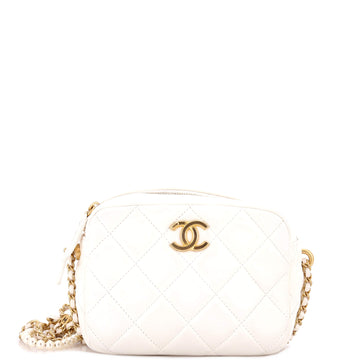 Chanel My Perfect Adjustable Chain Camera Bag Quilted Lambskin with Pearls Small
