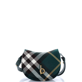 Burberry Rocking Horse Shoulder Bag Check Jacquard with Leather Mini