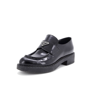Prada Women's Triangle Logo Loafers Spazzolato Leather