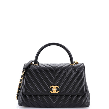 Chanel Coco Top Handle Bag Chevron Aged Calfskin Small