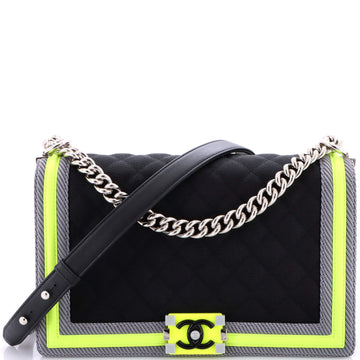Chanel Fluo Boy Flap Bag Quilted Canvas New Medium