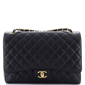 Chanel Classic Double Flap Bag Quilted Caviar Maxi