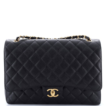 Chanel Classic Double Flap Bag Quilted Caviar Maxi