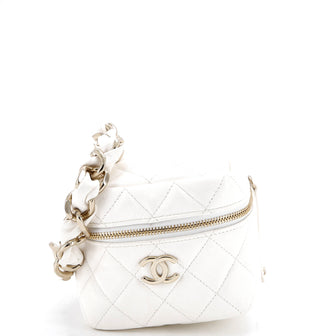 Chanel CC Cube Zip Clutch with Chain Handle Quilted Lambskin