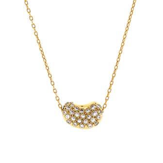 Tiffany & Co. Elsa Peretti Bean Pendant Necklace 18K Yellow Gold with Diamonds 11mm