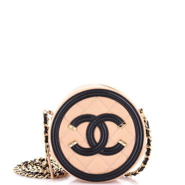 Chanel Filigree Round Clutch with Chain Quilted Caviar Mini