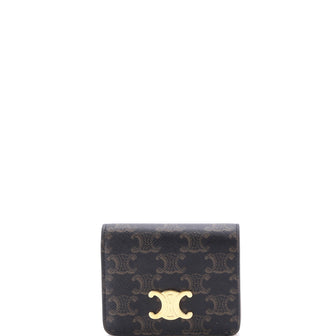 Celine Triomphe Compact Wallet Triomphe Coated Canvas