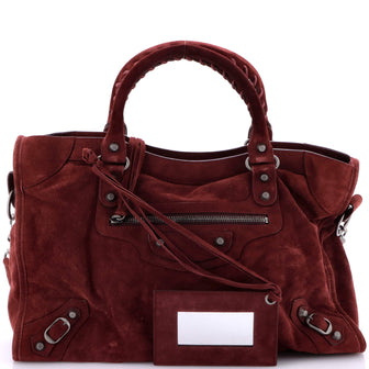 Balenciaga Baby Daim City Classic Studs Bag Suede Medium
