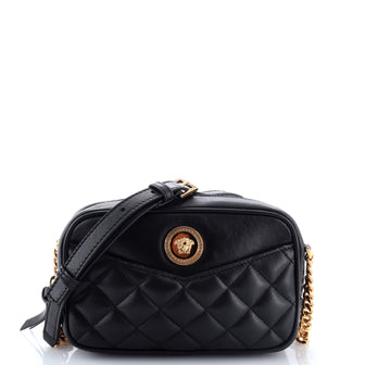 Versace Medusa Icon Front Slip Pocket Camera Bag Quilted Leather Small