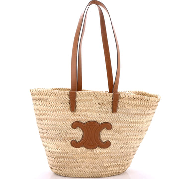 Celine Triomphe Basket Shoulder Bag Raffia with Leather Large
