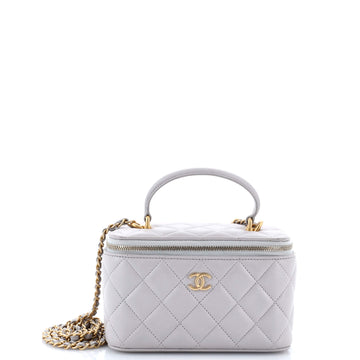Chanel Classic Top Handle Vanity Case with Chain Quilted Lambskin Small