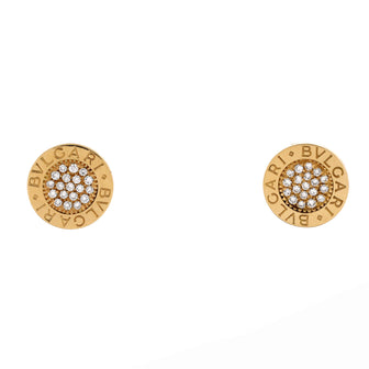 Bvlgari Classic Round Stud Earrings 18K Yellow Gold with Diamonds