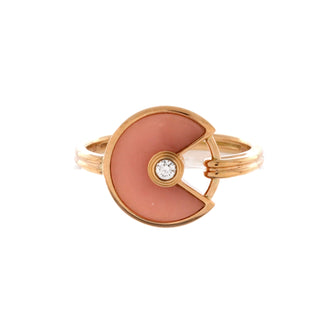 Cartier Amulette De Cartier Ring 18K Rose Gold with Diamond and Pink Opal