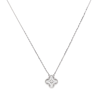 Van Cleef & Arpels Vintage Alhambra Pendant Necklace 18K White Gold and Diamonds