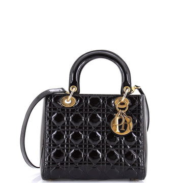 Christian Dior Lady Dior Bag Cannage Quilt Patent Medium