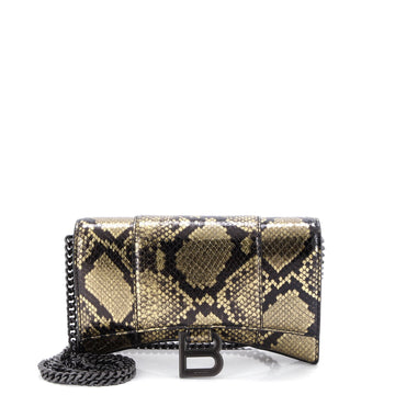 Balenciaga Hourglass Chain Wallet Python Embossed Leather