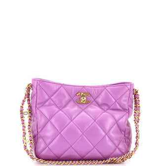 Chanel Pick Me Up Logo Chain Hobo Quilted Lambskin Small