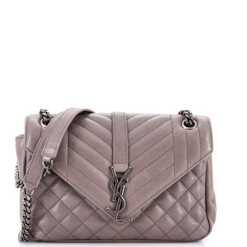 Saint Laurent Classic Monogram Slouchy Envelope Satchel Mixed Matelasse Leather Medium