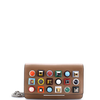 Fendi Tube Wallet On Chain Studded Leather