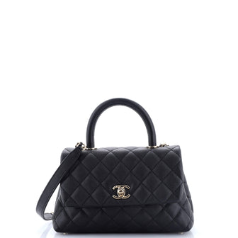 Chanel Coco Top Handle Bag Quilted Caviar Mini