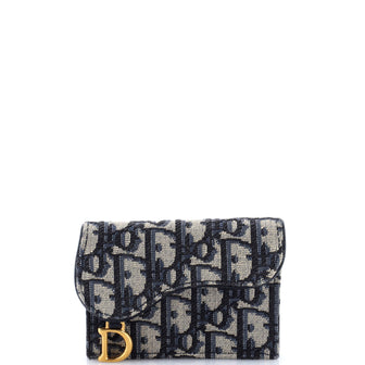Christian Dior Saddle Card Case Oblique Canvas